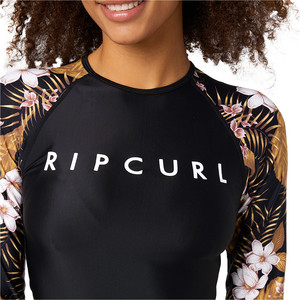 2022 Rip Curl Playabella Relaxt Lycra Vest Met Lange Mouwen Voor Dames 119wrv - Zwart / Goud